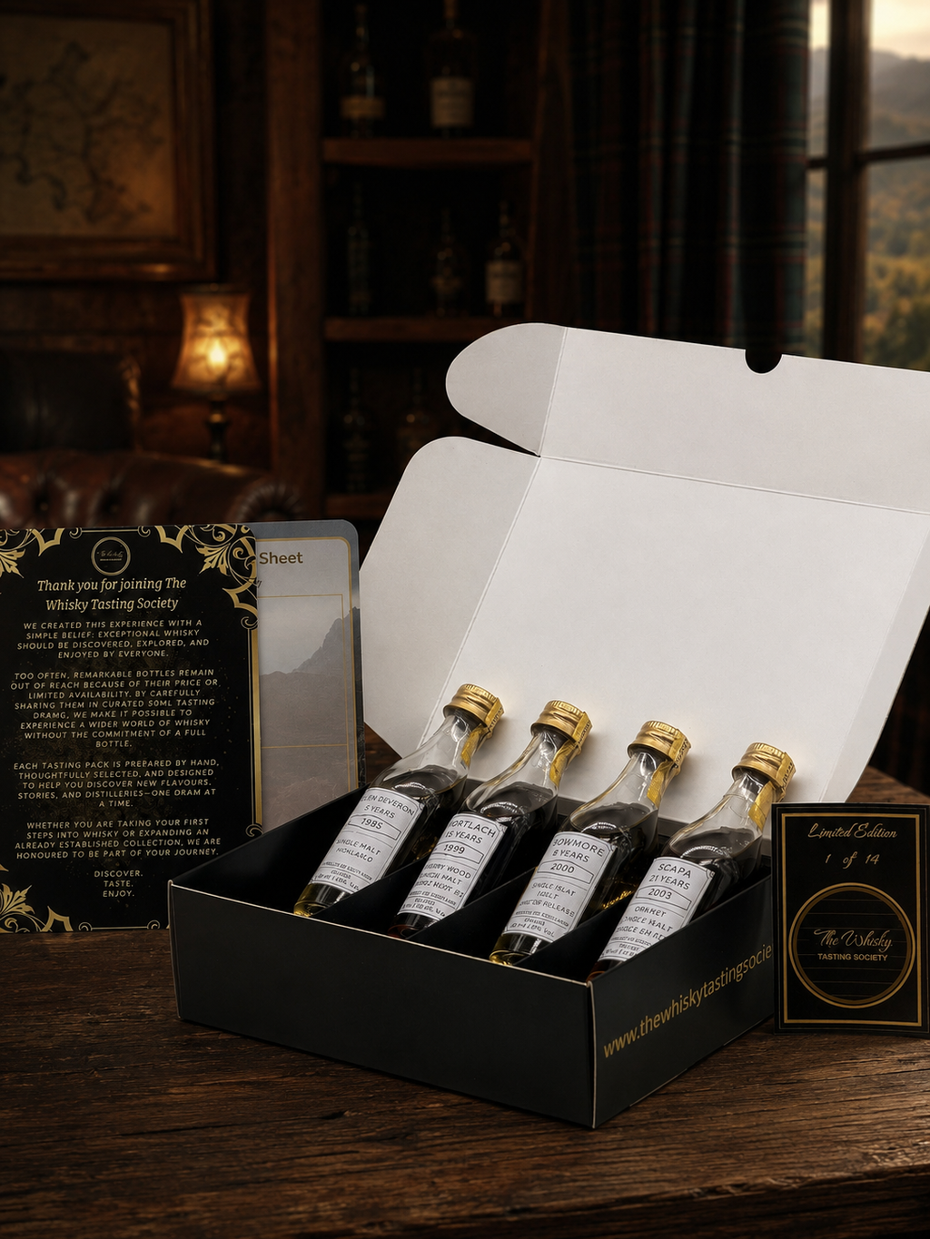 The Whisky Tasting Society - Release 1      Limited Edition | No. 1 of 14   (Bowmore, Scapa, Mortlach, Glen Deveron)