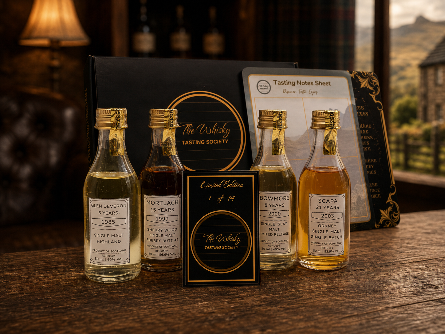 The Whisky Tasting Society - Release 1      Limited Edition | No. 1 of 14   (Bowmore, Scapa, Mortlach, Glen Deveron)